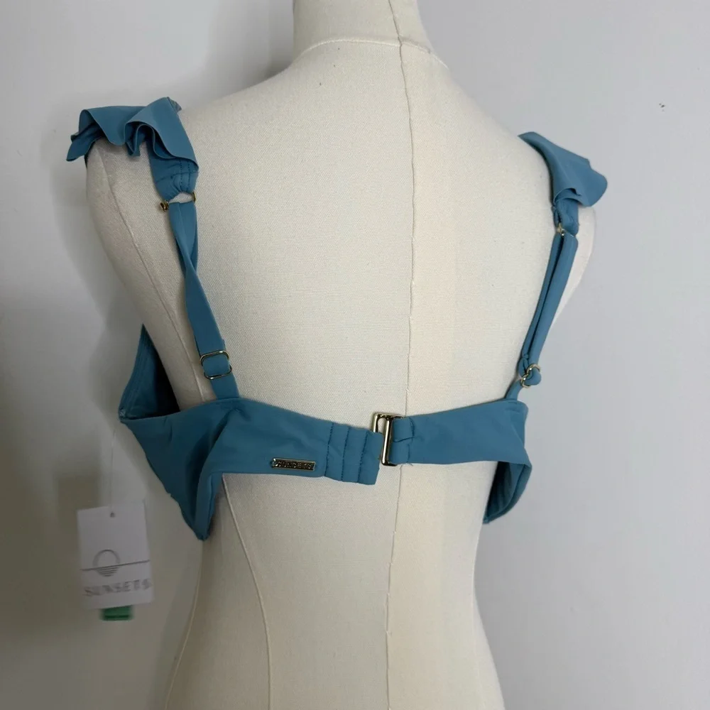 Sunsets Willa Wireless Bikini Top Ocean Blue Size 38D/40C